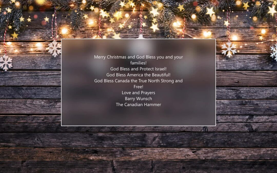 Merry Christmas and God Bless you and your families! God…